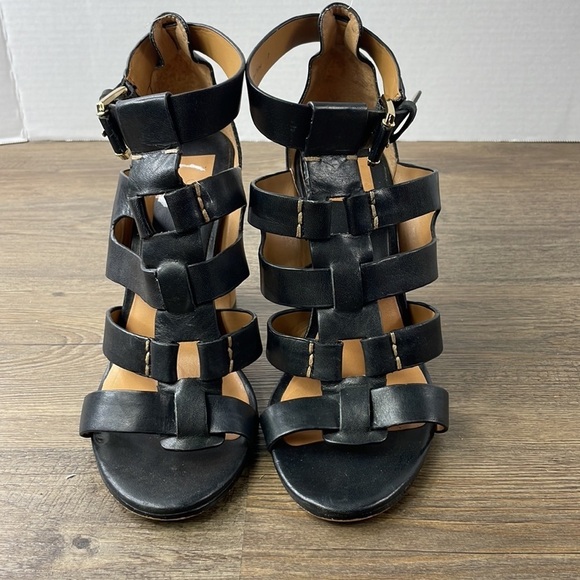 Dolce Vita Women’s Black and Tan Strappy Chunky Wood Heel Niro Sandal, size 7 - Picture 6 of 11